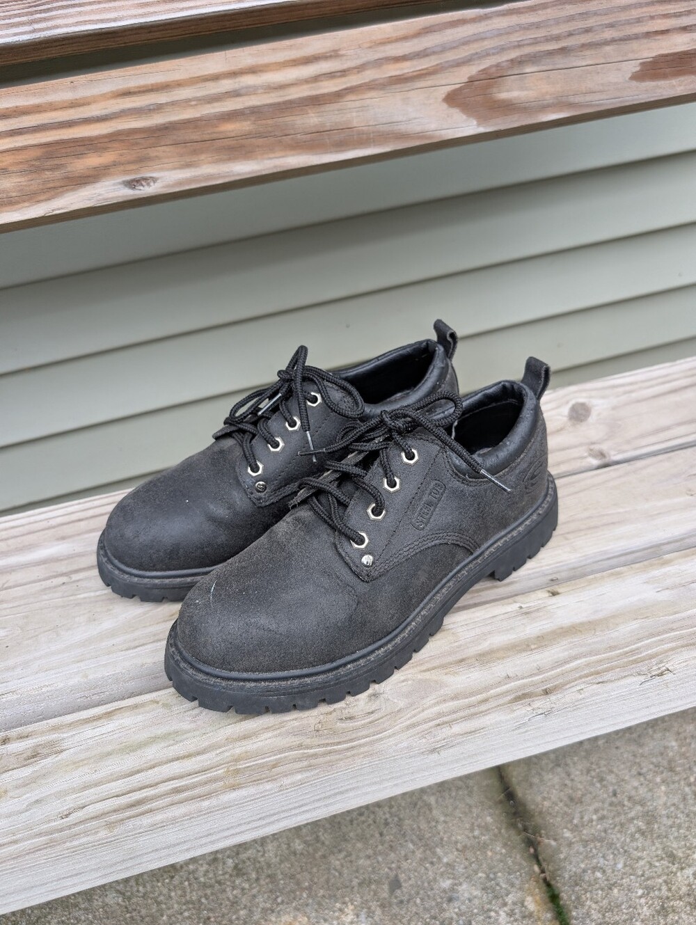 Skechers Men's Vintage Black Chunky Leather Sneaker Size 7.5